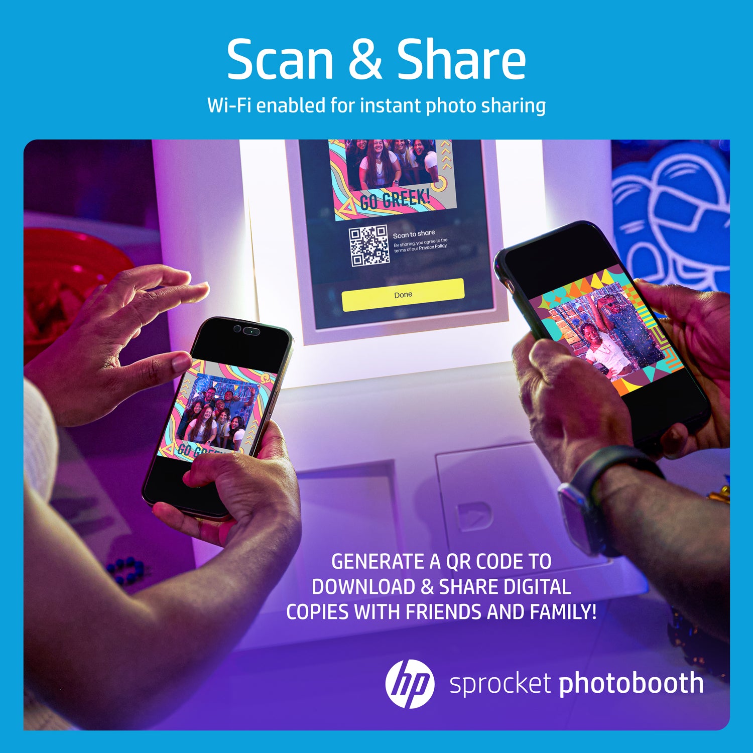 HP Sprocket Photobooth Instant 3x4” Color Photo Printer (White)