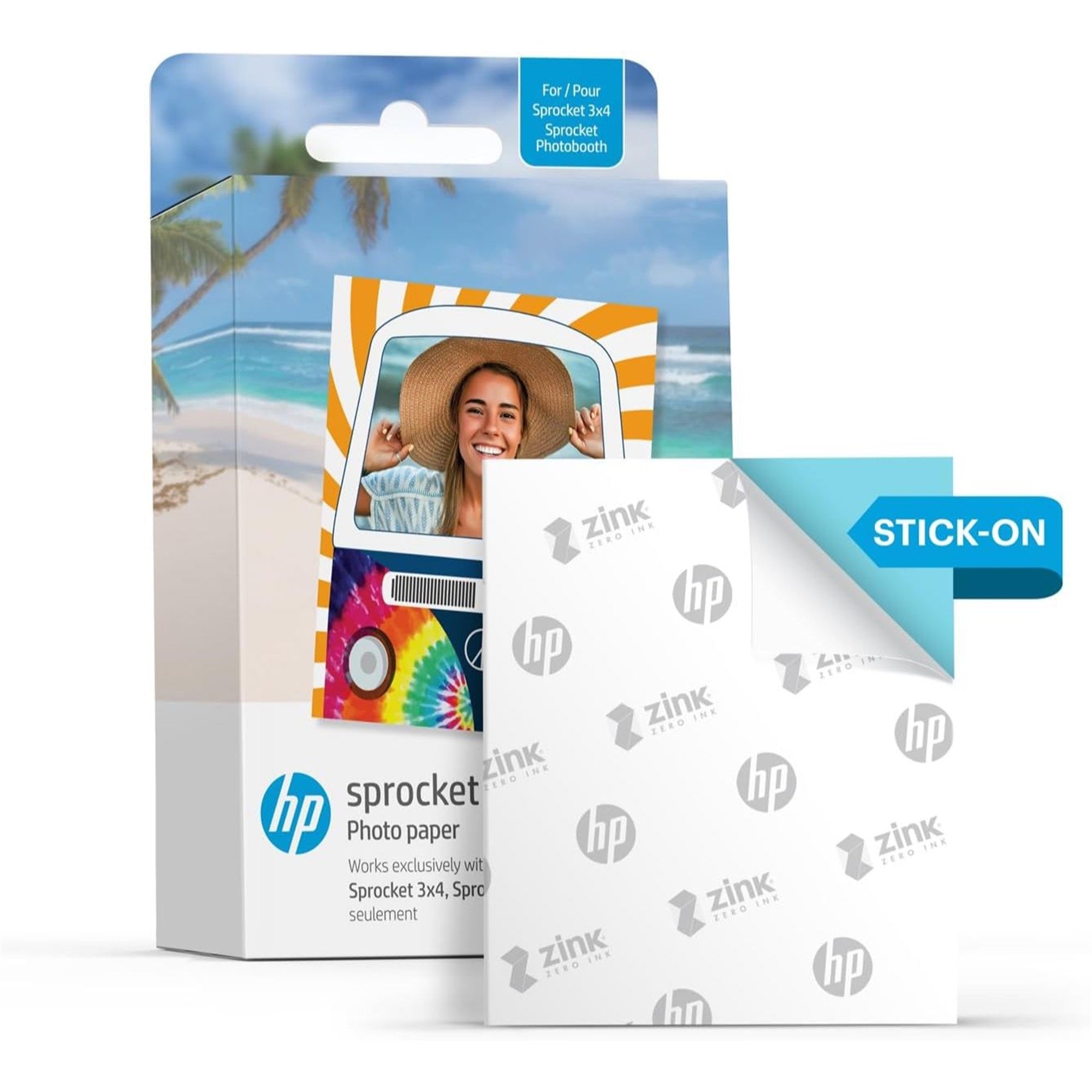 HP Sprocket Photobooth 3x4 Photo Printer (White) Bundle with Zink Paper (100 Sheets) & Carrying Case