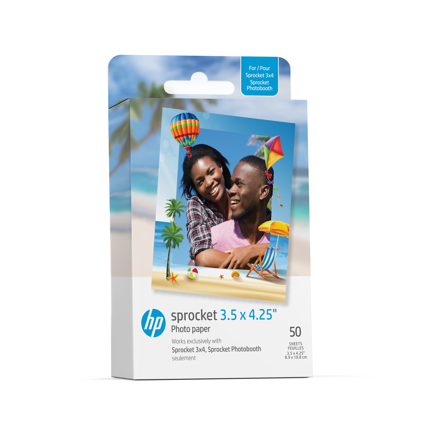 HP Sprocket 3.5 x 4.25” Zink Sticky-backed Photo Paper (50 Pack) Compatible with HP Sprocket 3x4 Photo Printer