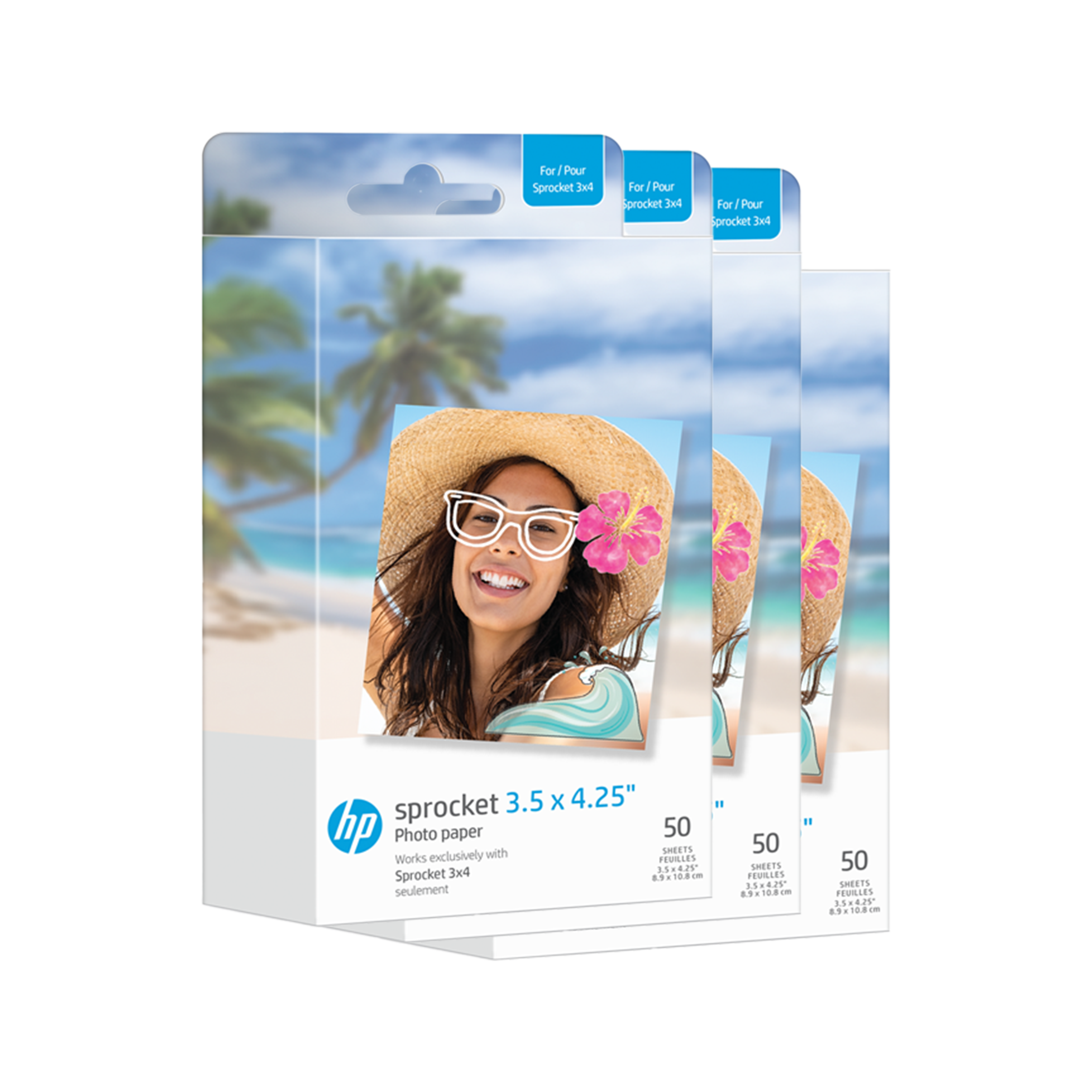 HP Sprocket 3.5 x 4.25” Zink Sticky-Backed Photo Paper (150 Pack) Compatible with HP Sprocket 3x4 Printer