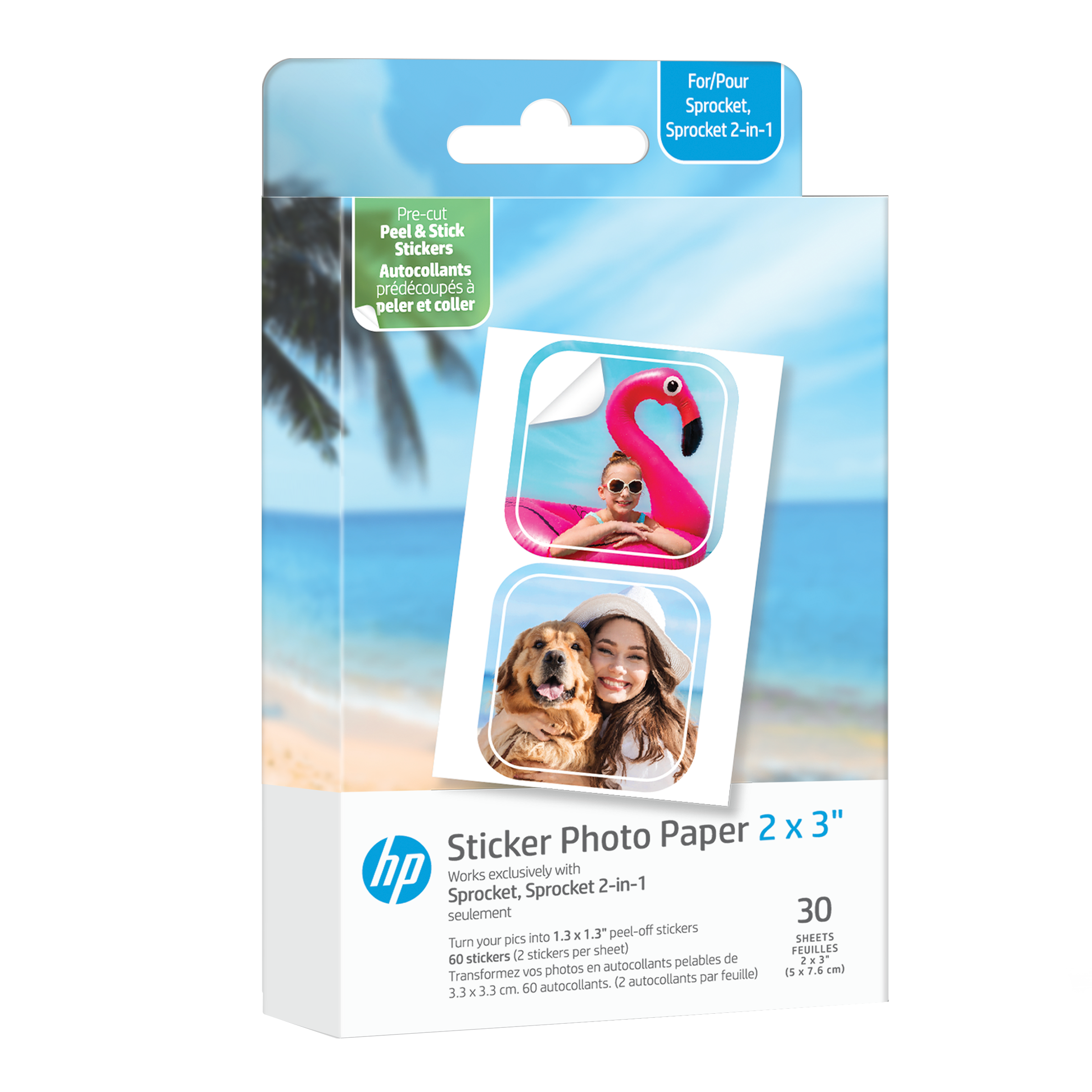 HP Sprocket 2x3 Premium Zink Sticky Back Photo Paper (50 Sheets)  Compatible with HP Sprocket Photo Printers