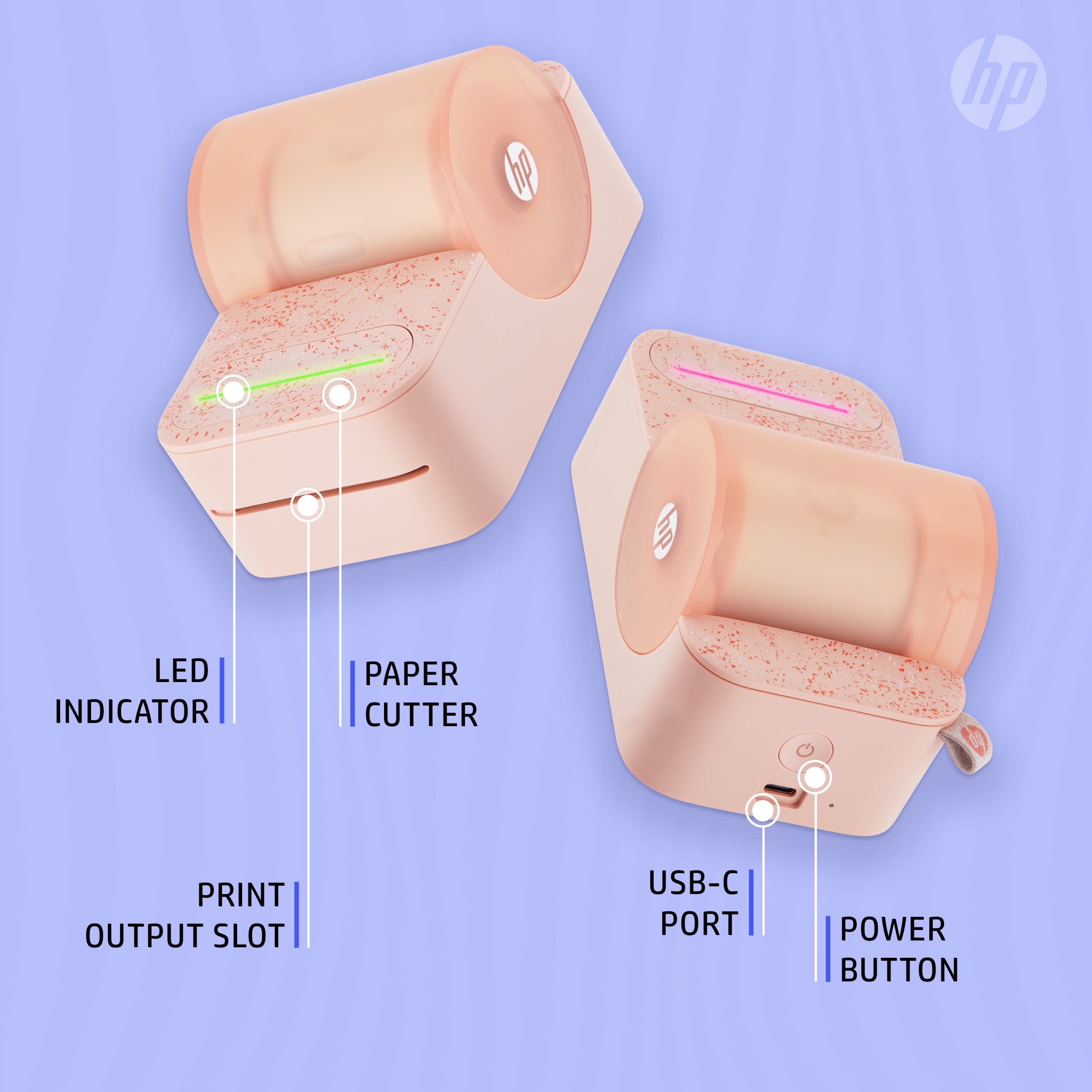 HP Sprocket Panorama Instant Portable Color Label & Photo Printer (Pink) Starter Bundle