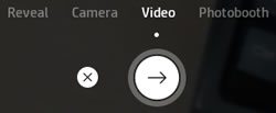 Tap the X to cancel or the left arrow to accept a video