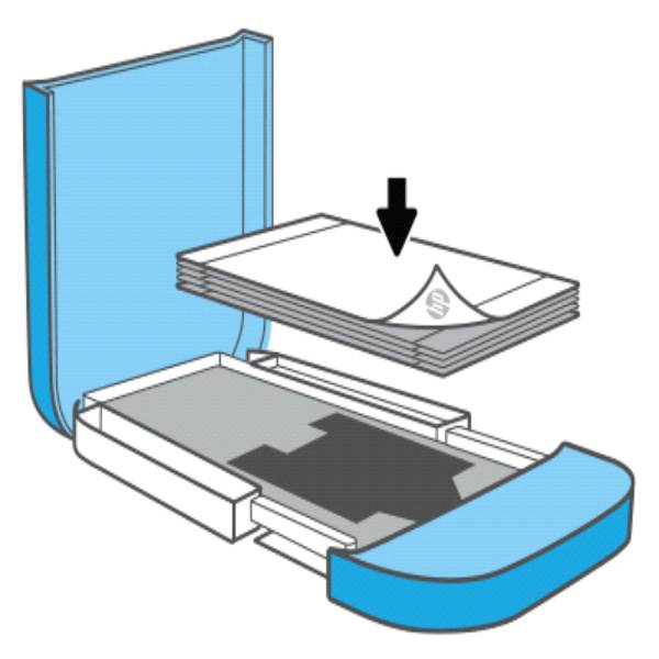 Loading paper with the HP logos facing down